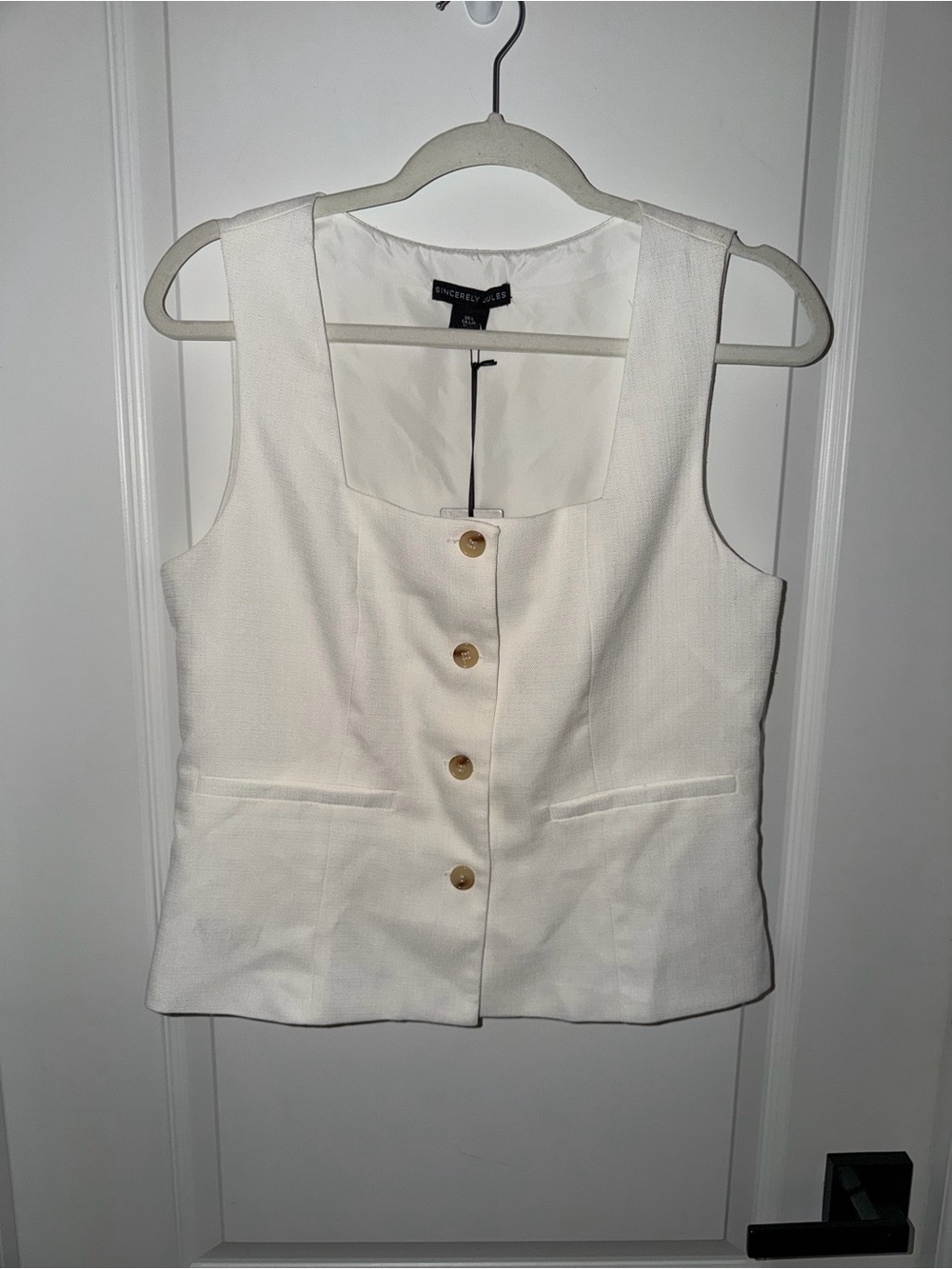 Sincerely Jules Women’s Large White Button Front Tailored Vest NWT